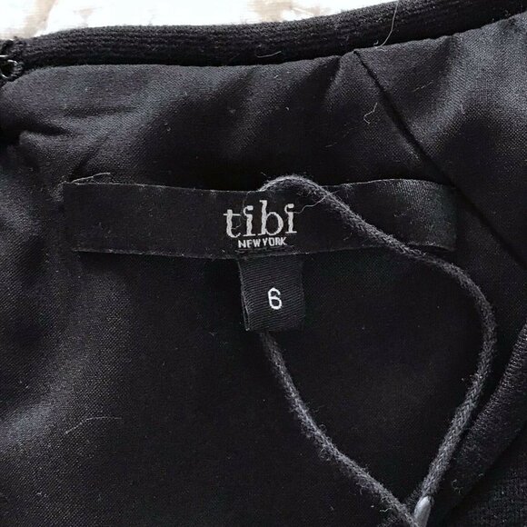 Tibi Fit Flare Little Black Dress Faux Leather NWT - Picture 4 of 8